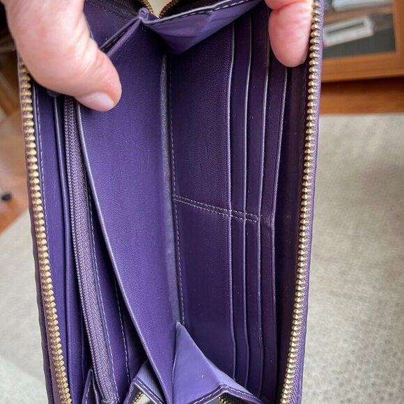 Coach Madison Gathered Twist Purple Leather Clutch Wallet. - Picture 6 of 16